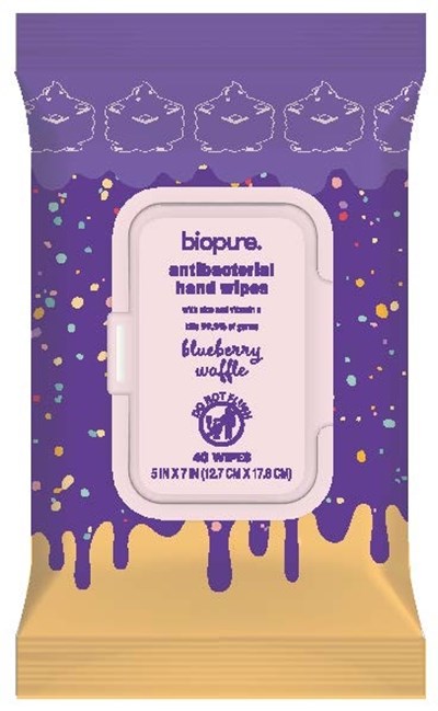 Antibacterial Wipes (Biopure Antibacterial Wipe Blueberry Waffle Label3)